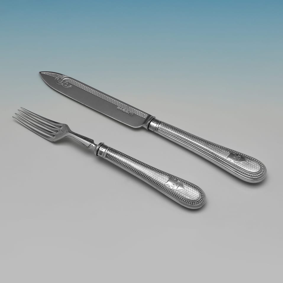 Antique Sterling Silver Dessert Set - Henry Harrison, hallmarked in 1873 Sheffield - Victorian - Image 2