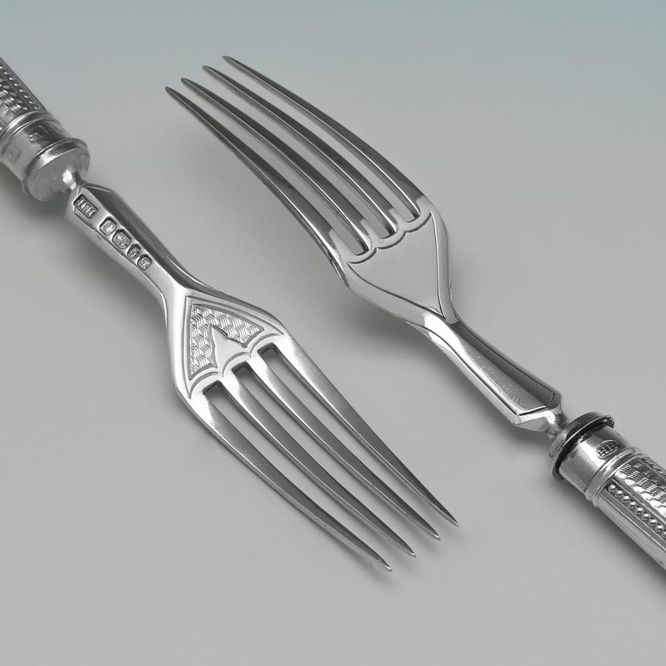 Antique Sterling Silver Dessert Set - Henry Harrison, hallmarked in 1873 Sheffield - Victorian - Image 5