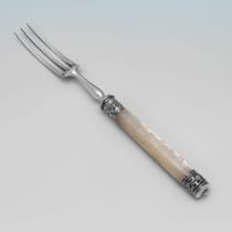 Antique Sterling Silver & Mother of Pearl Dessert Set - Martin & Hall, hallmarked in 1885 Sheffield - Victorian - Thumbnail 3