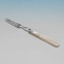 Antique Sterling Silver & Mother of Pearl Dessert Set - Elkington & Co., hallmarked in 1904 Birmingham - Edwardian - Thumbnail 3