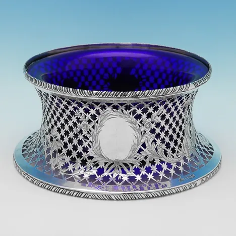 Antique Sterling Silver & Glass Dish Ring - West & Son, hallmarked in 1909 London - Edwardian
