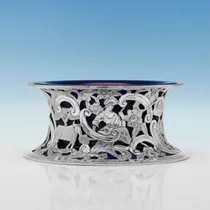 Antique Sterling Silver & Glass Dish Ring - D. & J. Wellby, hallmarked in 1921 London - George V - Thumbnail 1