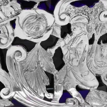 Antique Sterling Silver & Glass Dish Ring - D. & J. Wellby, hallmarked in 1921 London - George V - Thumbnail 4