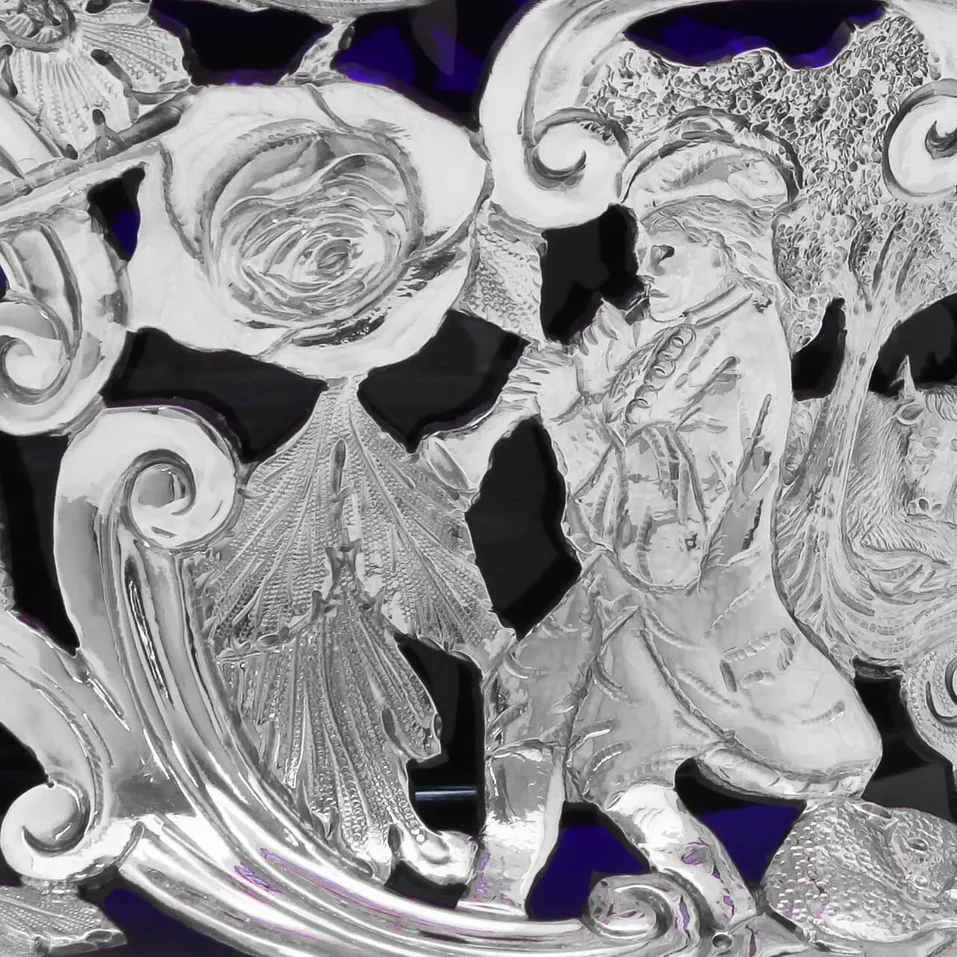 Antique Sterling Silver & Glass Dish Ring - D. & J. Wellby, hallmarked in 1921 London - George V - Image 4