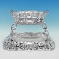 Antique Sterling Silver Centrepiece Dish - Martin, Hall & Co., hallmarked in 1895 Sheffield - Victorian - Thumbnail 1