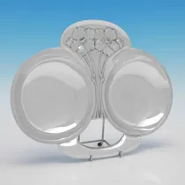 Antique Sterling Silver Art Nouveau Serving Dish - John Round & Son Ltd., hallmarked in 1905 London - Edwardian - Thumbnail 1