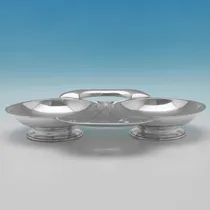 Antique Sterling Silver Art Nouveau Serving Dish - John Round & Son Ltd., hallmarked in 1905 London - Edwardian - Thumbnail 2