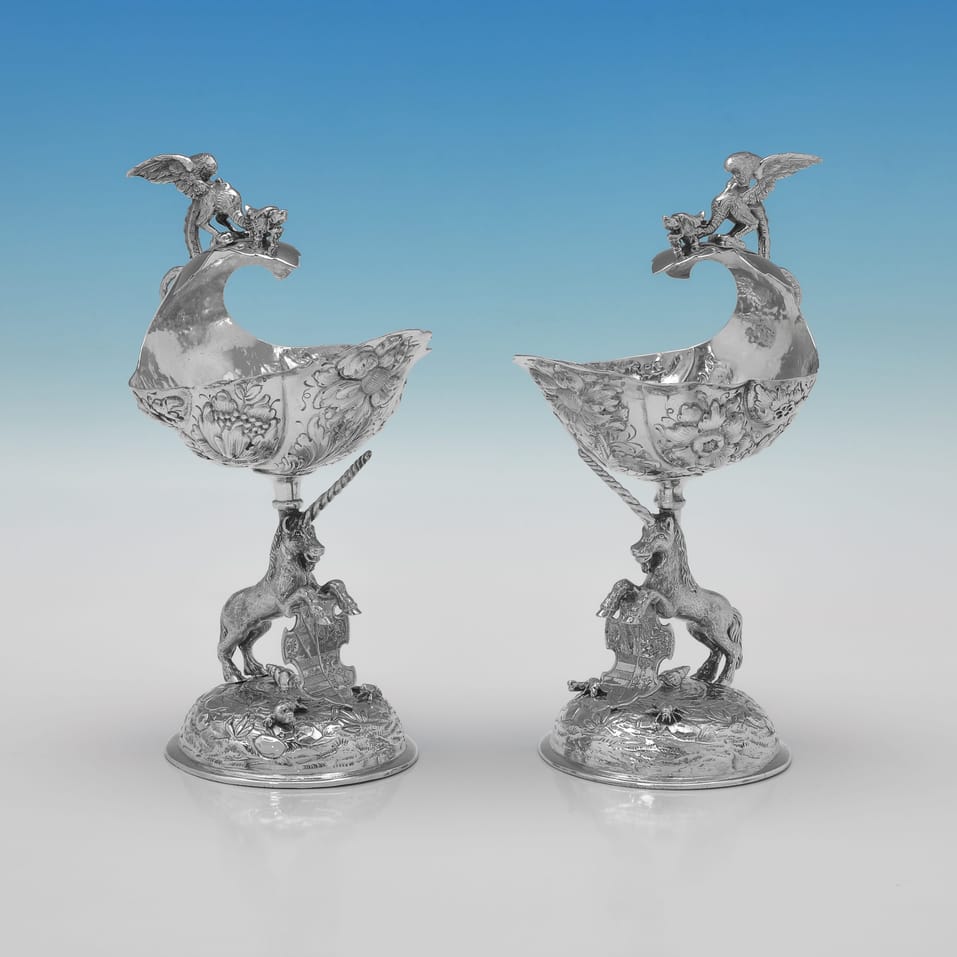 Antique Sterling Silver Pair of Dishes - Arthur Graf, hallmarked in 1914 London - George V