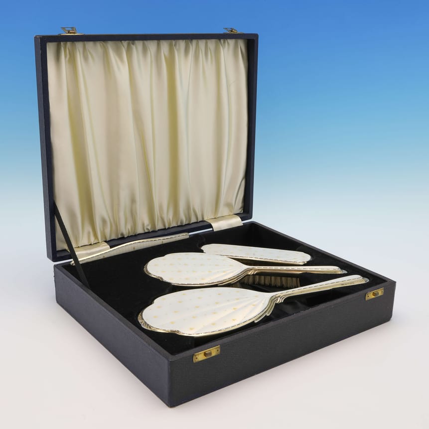 Sterling Silver Dressing Table Set - Albert Carter Hallmarked In 1961 Birmingham - Elizabeth II - Image 1