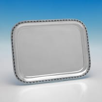 Antique Sterling Silver & Enamel Dressing Table Tray - Liberty & Co., hallmarked in 1924 Birmingham - George V - Thumbnail 1