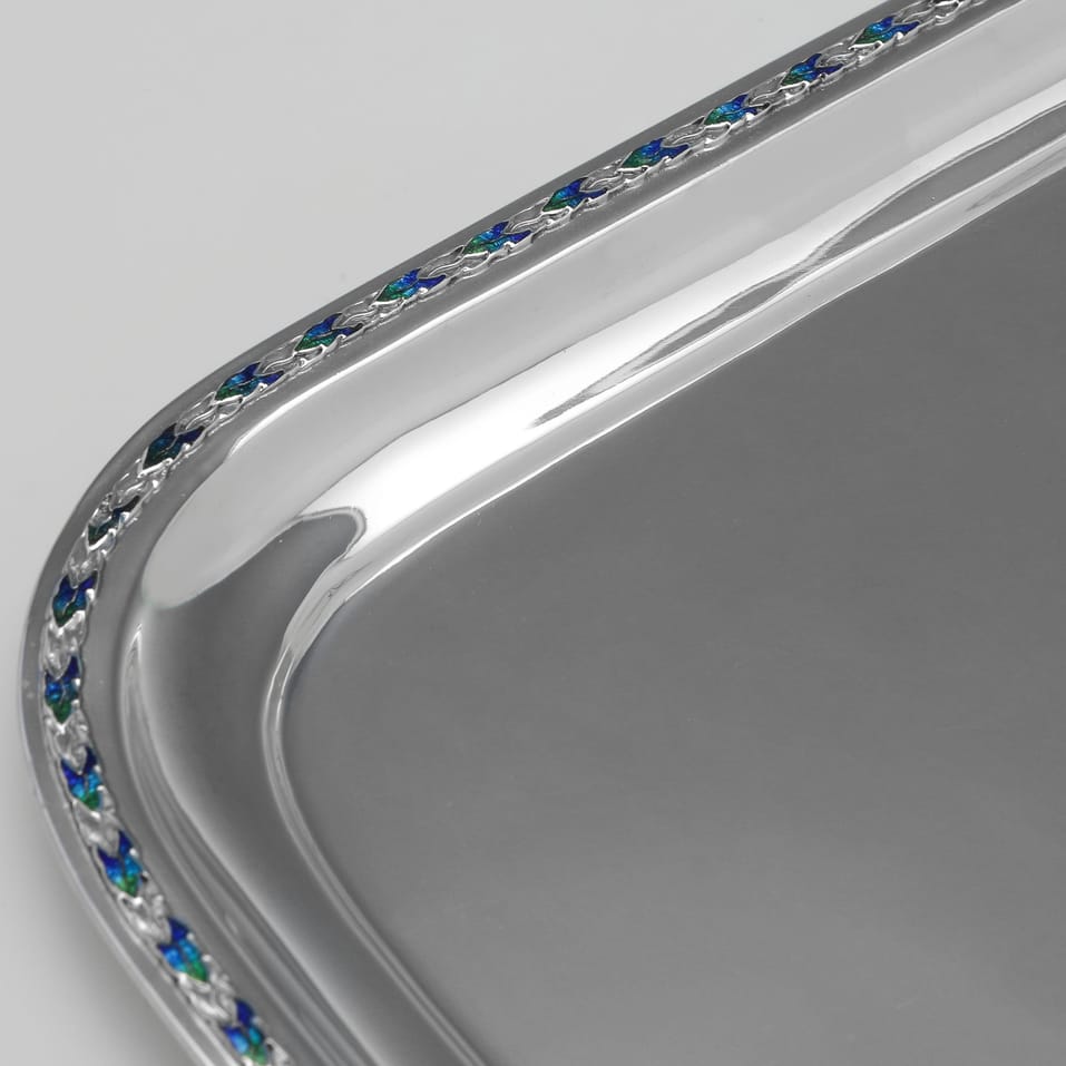Antique Sterling Silver & Enamel Dressing Table Tray - Liberty & Co., hallmarked in 1924 Birmingham - George V - Image 4