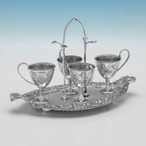 Antique Sterling Silver Egg Cruet - Walker & Hall, hallmarked in 1903 Sheffield - Edwardian - Thumbnail 1