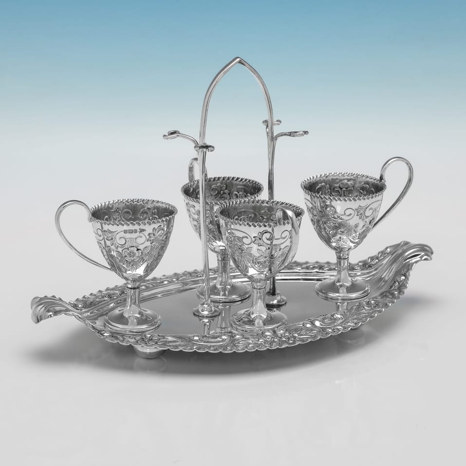 Antique Sterling Silver Egg Cruet - Walker & Hall, hallmarked in 1903 Sheffield - Edwardian