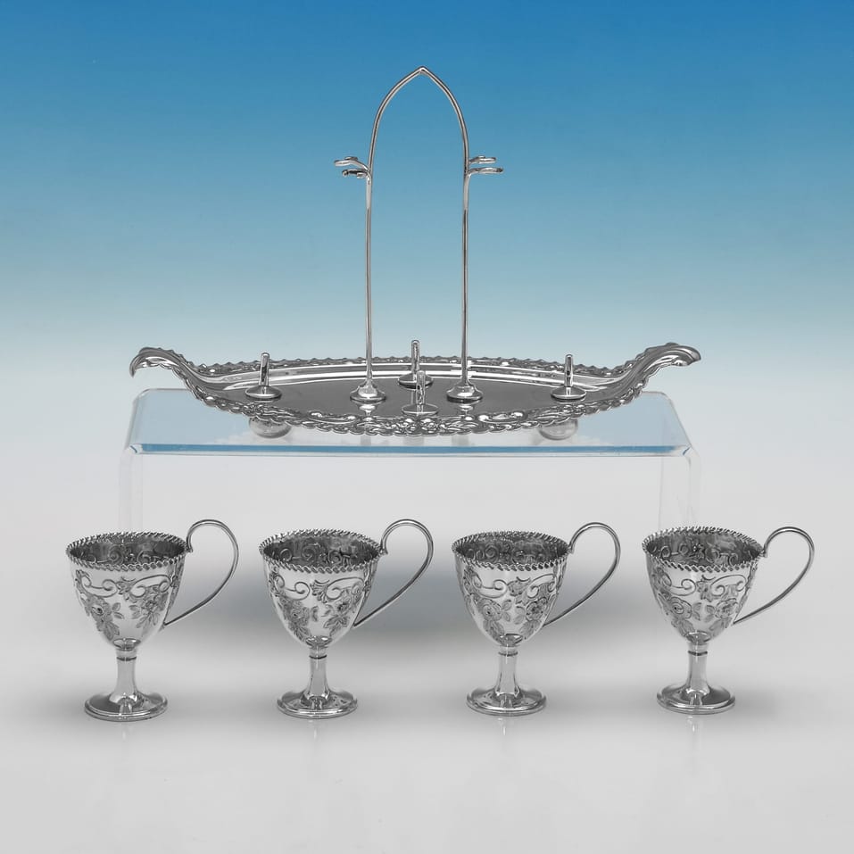 Antique Sterling Silver Egg Cruet - Walker & Hall, hallmarked in 1903 Sheffield - Edwardian - Image 3