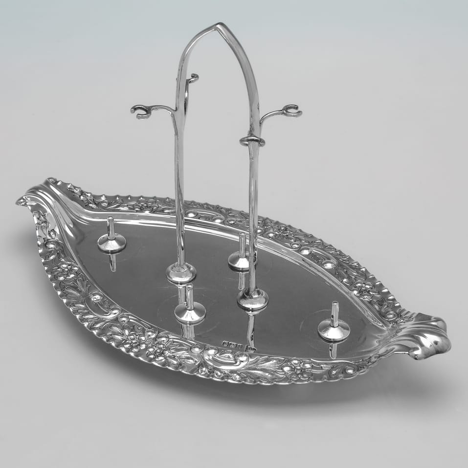 Antique Sterling Silver Egg Cruet - Walker & Hall, hallmarked in 1903 Sheffield - Edwardian - Image 4