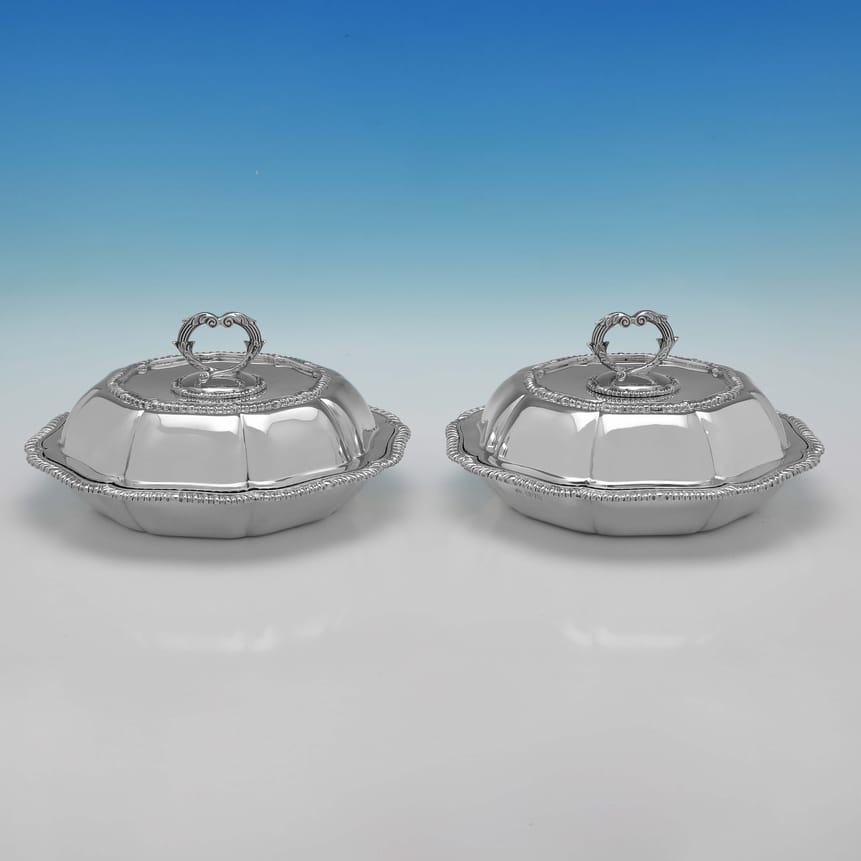 Antique Sterling Silver Entree Dishes - Carrington & Co. Hallmarked In 1905 London - Edwardian - Image 1