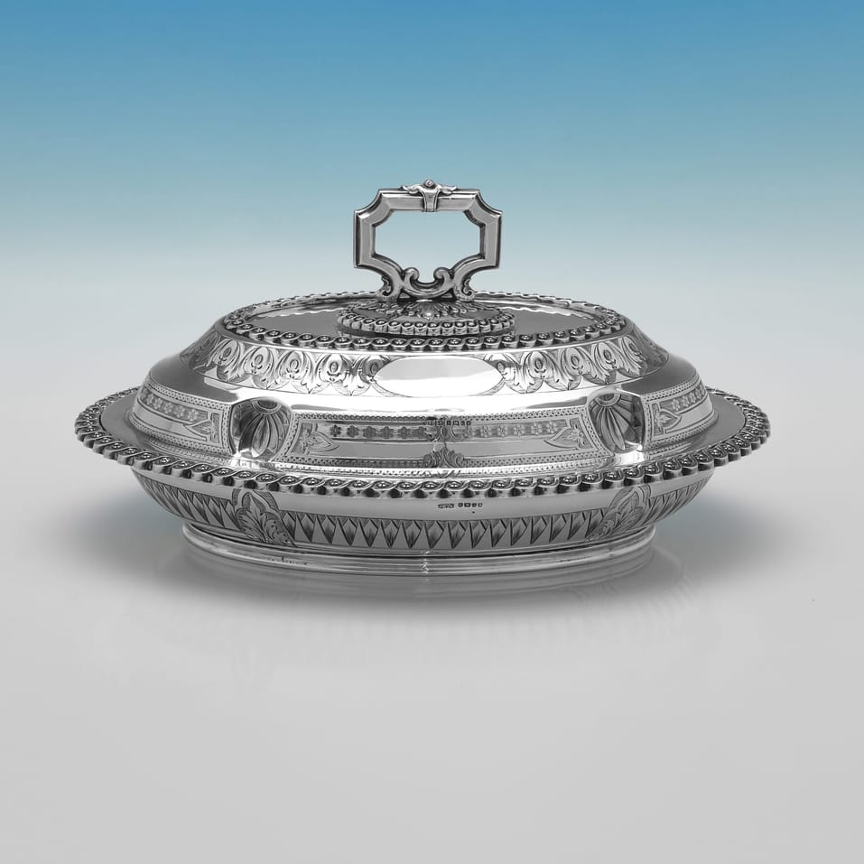 Antique Sterling Silver Entree Dish - James Dixon & Sons, hallmarked in 1874 Sheffield - Victorian