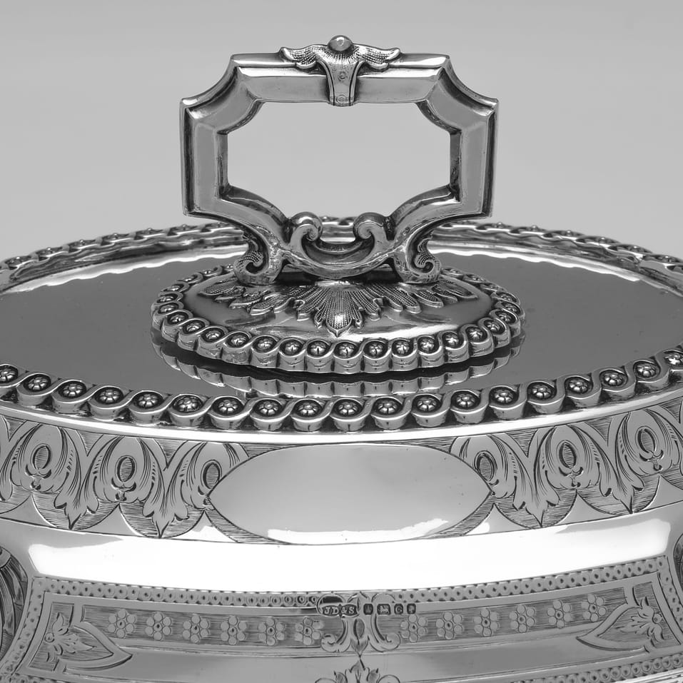 Antique Sterling Silver Entree Dish - James Dixon & Sons, hallmarked in 1874 Sheffield - Victorian - Image 3