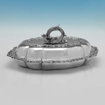 Antique Sterling Silver Pair of Entree Dishes - Edward Ker Reid, hallmarked in 1885 London - Victorian - Thumbnail 2