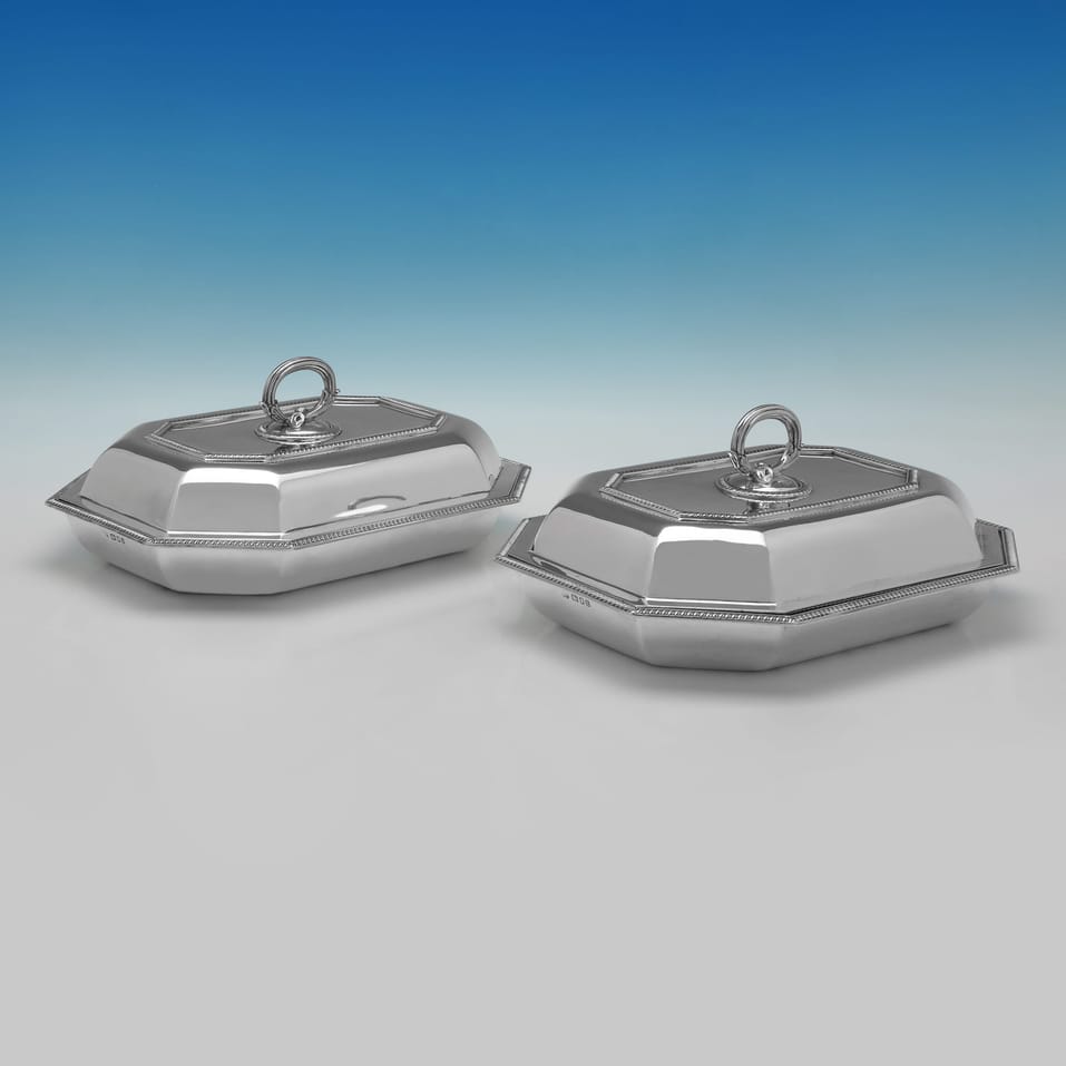 Sterling Silver Pair of Entree Dishes - J. Parkes & Co., hallmarked in 1936 - George VI