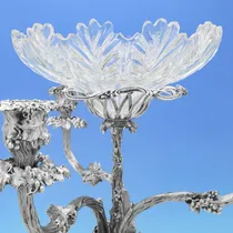 Antique Sterling Silver & Glass Naturalistic Epergne - Elkington & Co., hallmarked in 1856 Birmingham - Victorian - Thumbnail 4