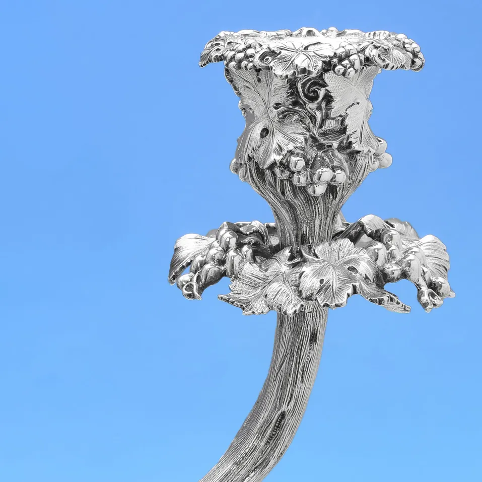 Antique Sterling Silver & Glass Naturalistic Epergne - Elkington & Co., hallmarked in 1856 Birmingham - Victorian - Image 5