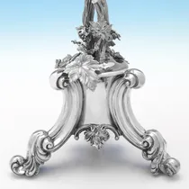 Antique Sterling Silver & Glass Naturalistic Epergne - Elkington & Co., hallmarked in 1856 Birmingham - Victorian - Thumbnail 6
