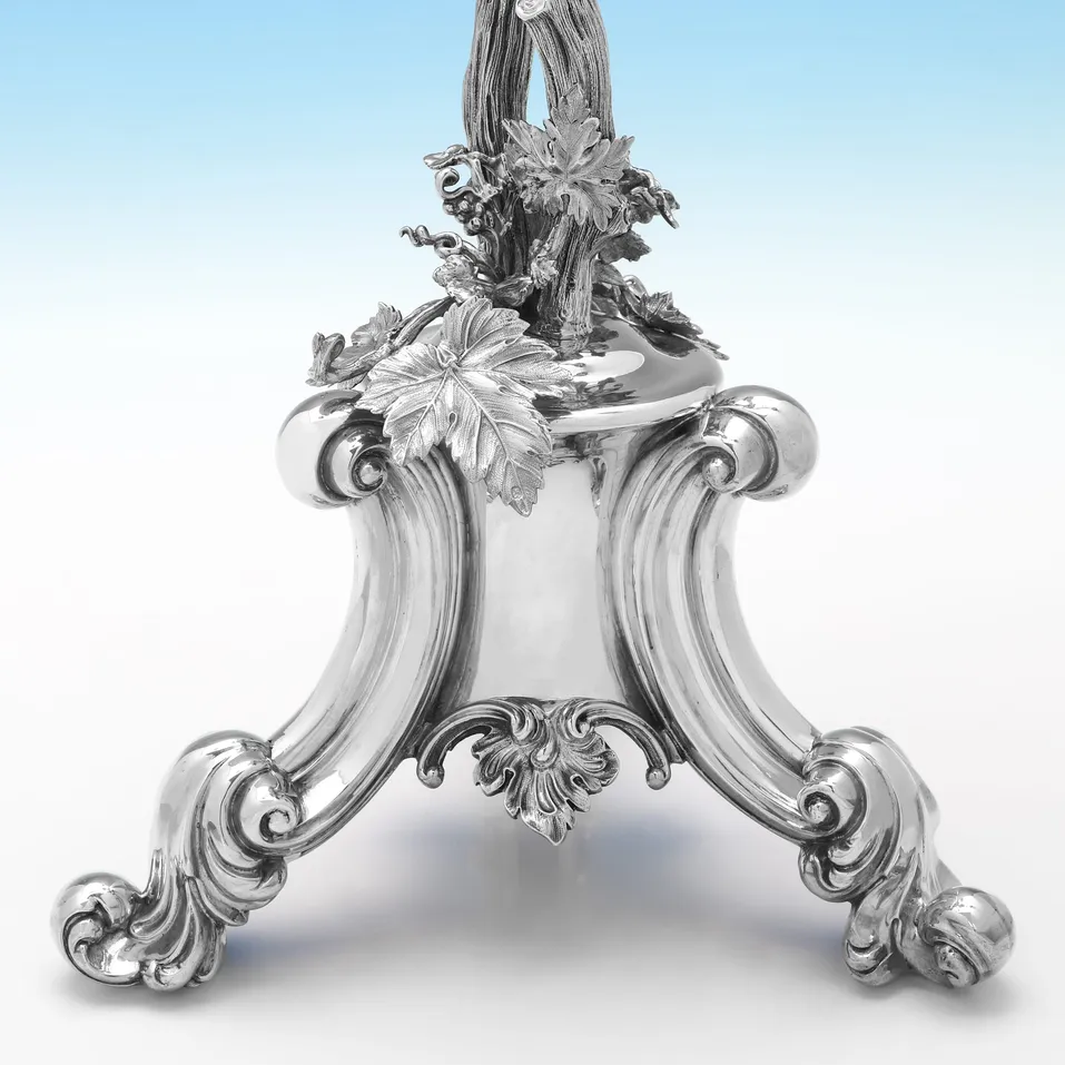 Antique Sterling Silver & Glass Naturalistic Epergne - Elkington & Co., hallmarked in 1856 Birmingham - Victorian - Image 6