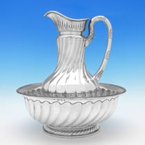 Antique Sterling Silver Ewer & Basin - Goldsmiths Alliance Ltd., hallmarked in 1891 London - Victorian - Thumbnail 1