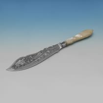 Antique Sterling Silver & Mother of Pearl Pair of Fish Servers - James Dixon & Sons, hallmarked in 1901 Sheffield - Edwardian - Thumbnail 3