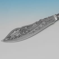Antique Sterling Silver & Mother of Pearl Pair of Fish Servers - James Dixon & Sons, hallmarked in 1901 Sheffield - Edwardian - Thumbnail 4