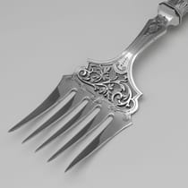 Antique Sterling Silver & Mother of Pearl Pair of Fish Servers - James Dixon & Sons, hallmarked in 1901 Sheffield - Edwardian - Thumbnail 6