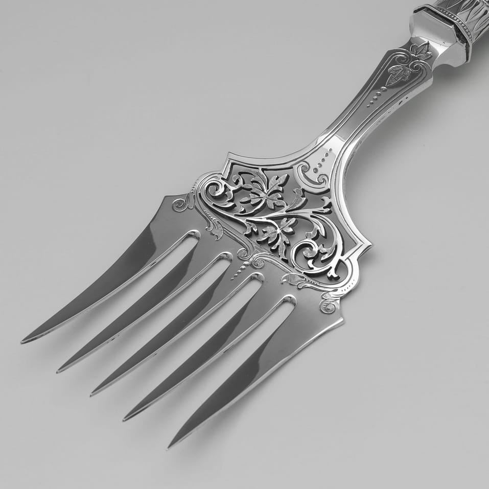 Antique Sterling Silver & Mother of Pearl Pair of Fish Servers - James Dixon & Sons, hallmarked in 1901 Sheffield - Edwardian - Image 6