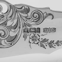 Antique Sterling Silver & Mother of Pearl Pair of Fish Servers - James Dixon & Sons, hallmarked in 1901 Sheffield - Edwardian - Thumbnail 7