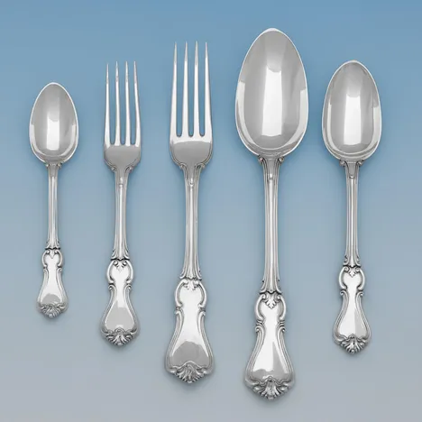 Antique, Victorian, Sterling Silver 'Albert Pattern Flatware' - George Adams, London