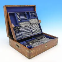 Antique, Victorian, Sterling Silver 'Fiddle, Thread & Shell Pattern Flatware' - Jackson & Fullerton, London - Thumbnail 1
