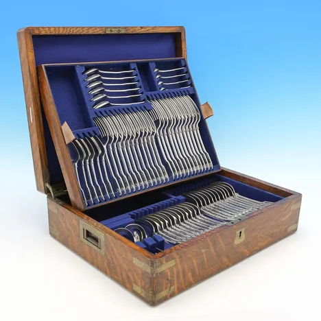Antique, Victorian, Sterling Silver 'Fiddle, Thread & Shell Pattern Flatware' - Jackson & Fullerton, London - Image 1