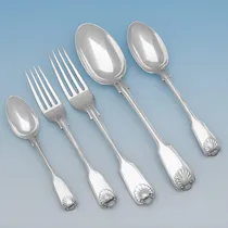 Antique, Victorian, Sterling Silver 'Fiddle, Thread & Shell Pattern Flatware' - Jackson & Fullerton, London - Thumbnail 3