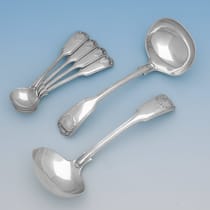 Antique, Victorian, Sterling Silver 'Fiddle, Thread & Shell Pattern Flatware' - Jackson & Fullerton, London - Thumbnail 5