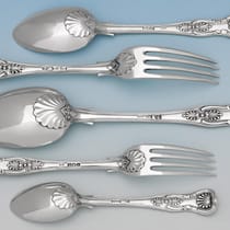 Antique, Victorian, Sterling Silver 'Kings Pattern Flatware' - Jackson & Fullerton, London - Thumbnail 3