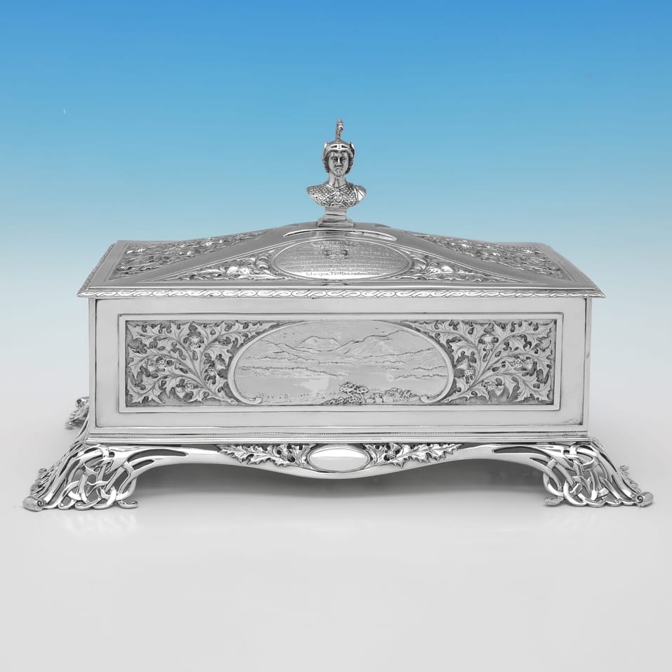 Antique Sterling Silver Presentation Casket - Aird & Thomson, hallmarked in 1910 Glasgow - George V - Image 3