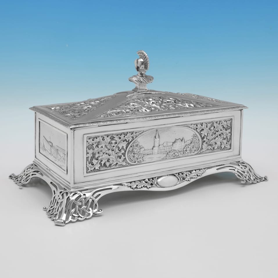 Antique Sterling Silver Presentation Casket - Aird & Thomson, hallmarked in 1910 Glasgow - George V - Image 4