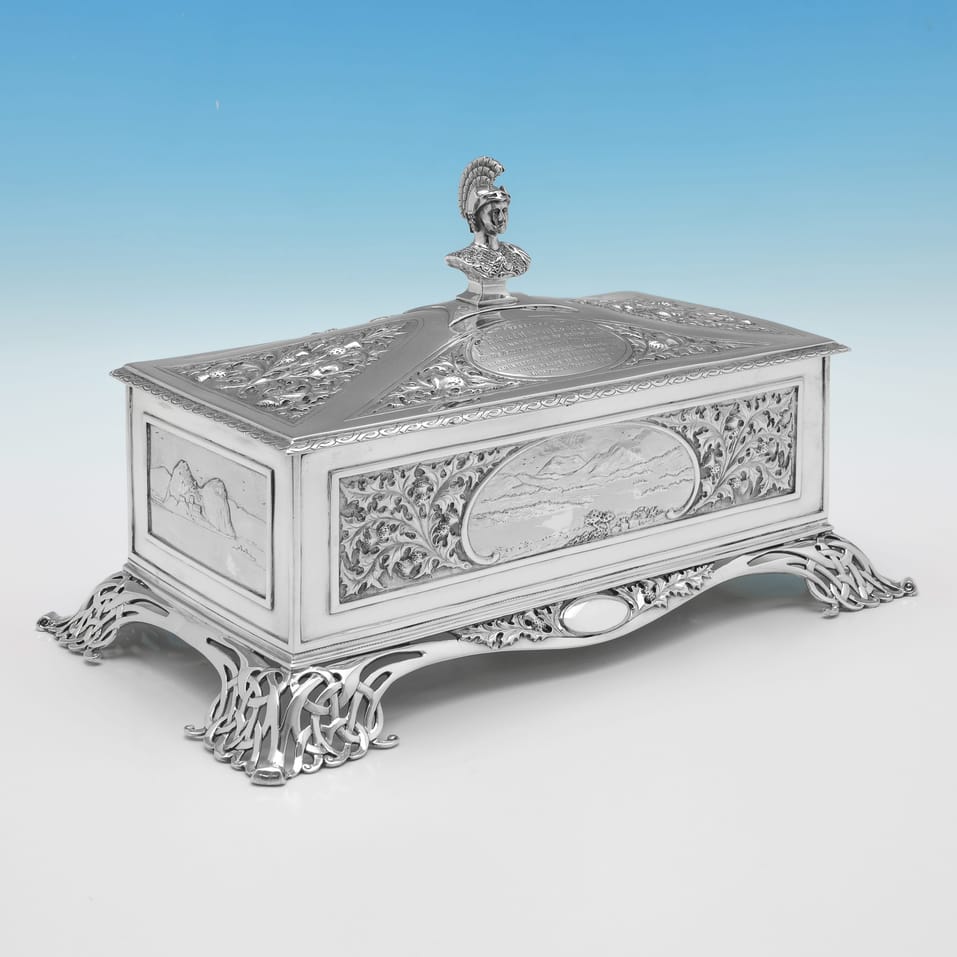 Antique Sterling Silver Presentation Casket - Aird & Thomson, hallmarked in 1910 Glasgow - George V