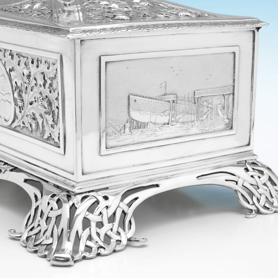 Antique Sterling Silver Presentation Casket - Aird & Thomson, hallmarked in 1910 Glasgow - George V - Image 8