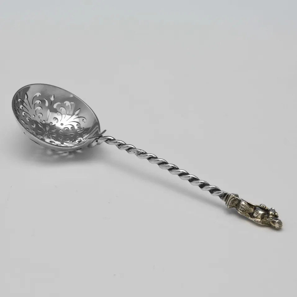 Antique Sterling Silver Fruit Serving Spoons - Aldwinckle & Slater, hallmarked in 1884 London - Victorian - Image 4