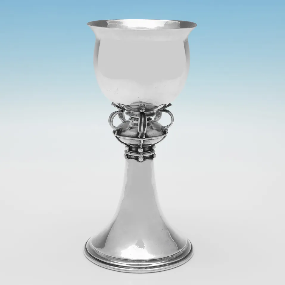 Antique Sterling Silver Arts & Crafts Goblet - Omar Ramsden, hallmarked in 1917 London - George V