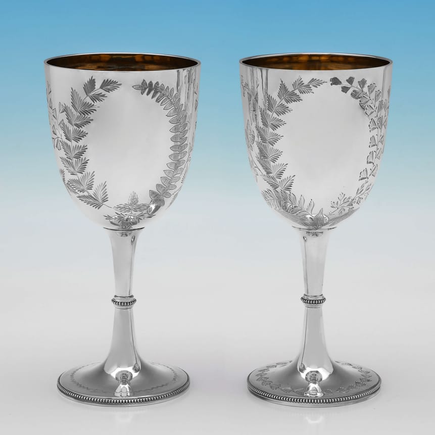 Antique Sterling Silver Goblets - Henry Atkin Hallmarked In 1883 Sheffield - Victorian - Image 1