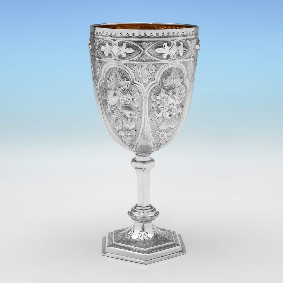 Antique Sterling Silver Goblet - George Unite, hallmarked in 1876 Birmingham - Victorian - Image 2