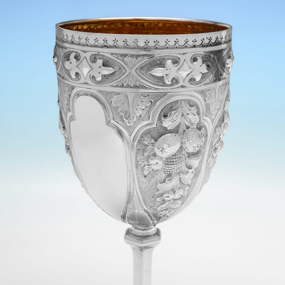 Antique Sterling Silver Goblet - George Unite, hallmarked in 1876 Birmingham - Victorian - Image 3