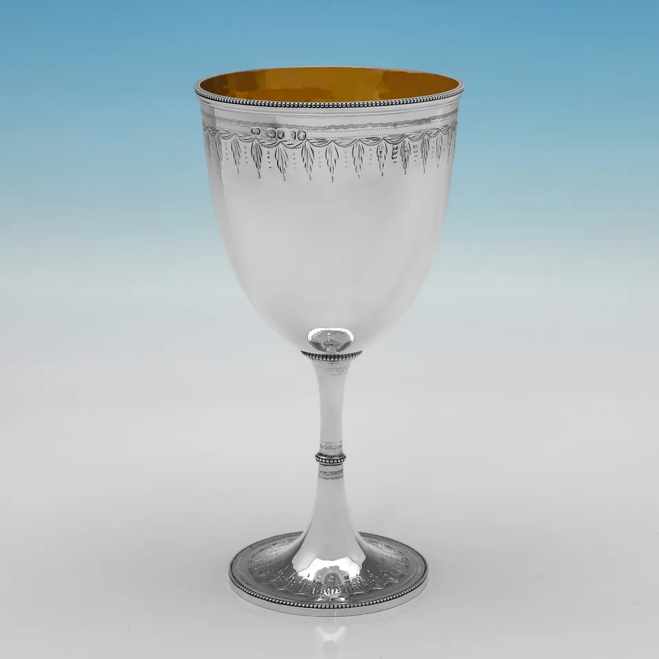 Antique Sterling Silver Goblet - Joseph Braham & A. Barrett & Sons, hallmarked in 1862 London - Victorian